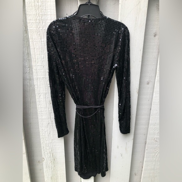 Michael Kors Black Sequin Wrap Dress - size XS or S - Picture 4 of 6